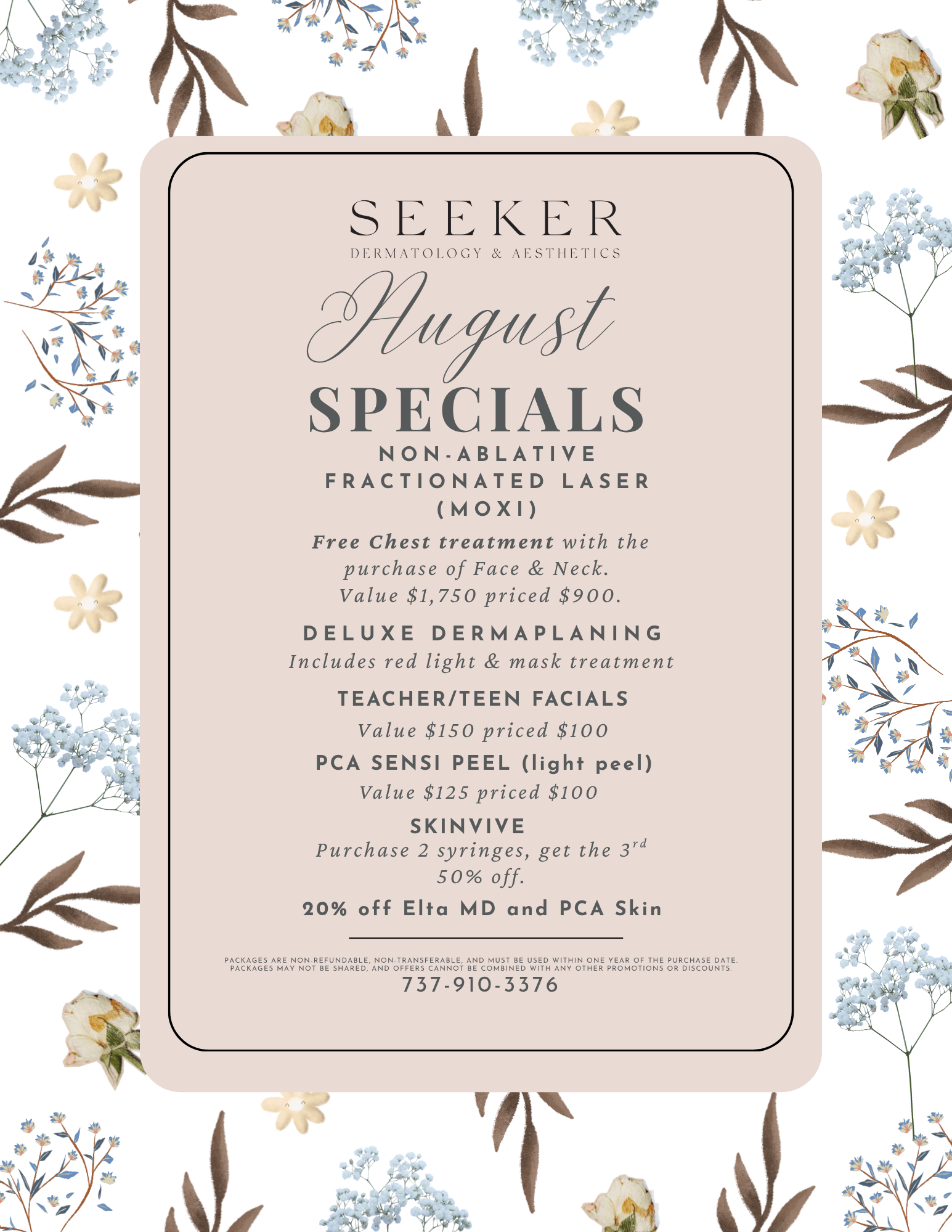 Seeker Professional Specials for AUgust